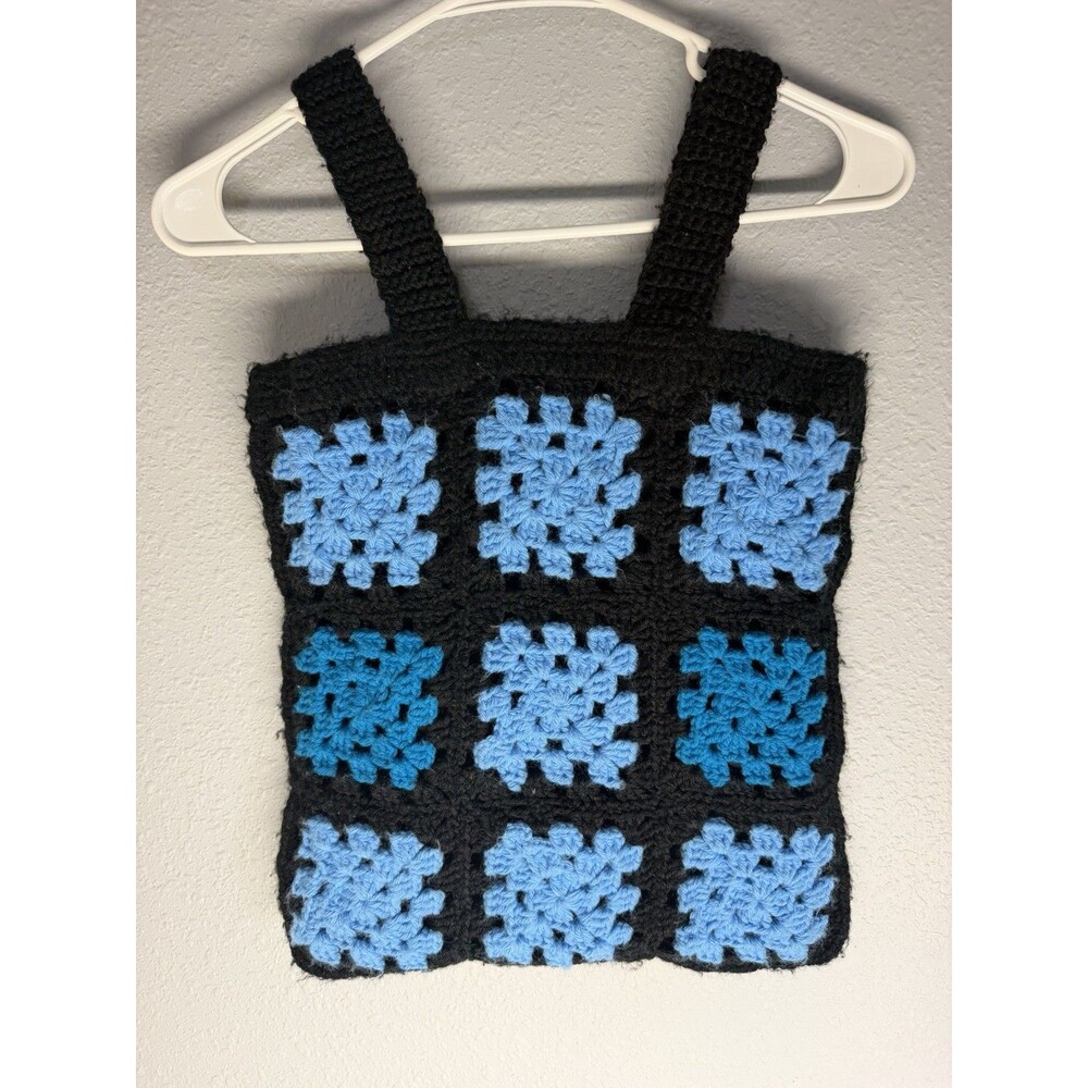 Vintage Handmade Crochet Granny Square Purse Tote Bag Bohemian Knitted
